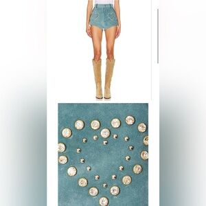 UNDERSTATED LEATHER Wanted Shorts in Turquoise Stone size LARGE Rev…